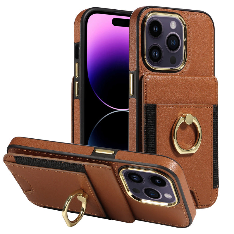 Capa de couro com anel para iPhone, proteção para iPhone