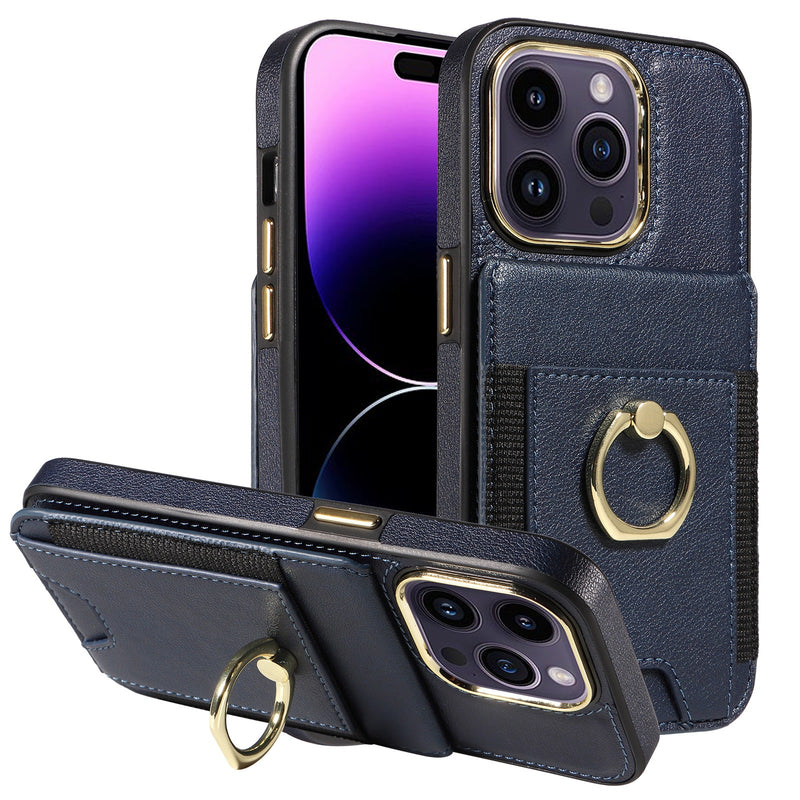 Capa de couro com anel para iPhone, proteção para iPhone