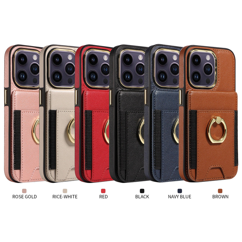 Capa de couro com anel para iPhone, proteção para iPhone